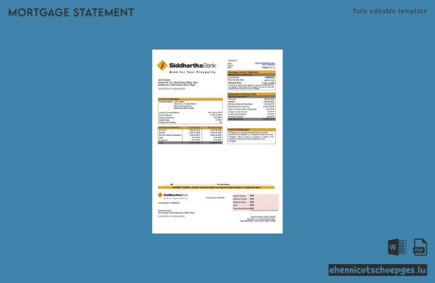 Nepal Siddhartha Bank Hypothekenabrechnung – Beispiel-Word- und PDF-Vorschau